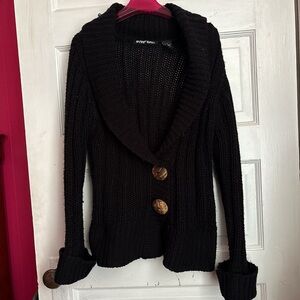 Flying Tomato Black Shawl Collar Cardigan